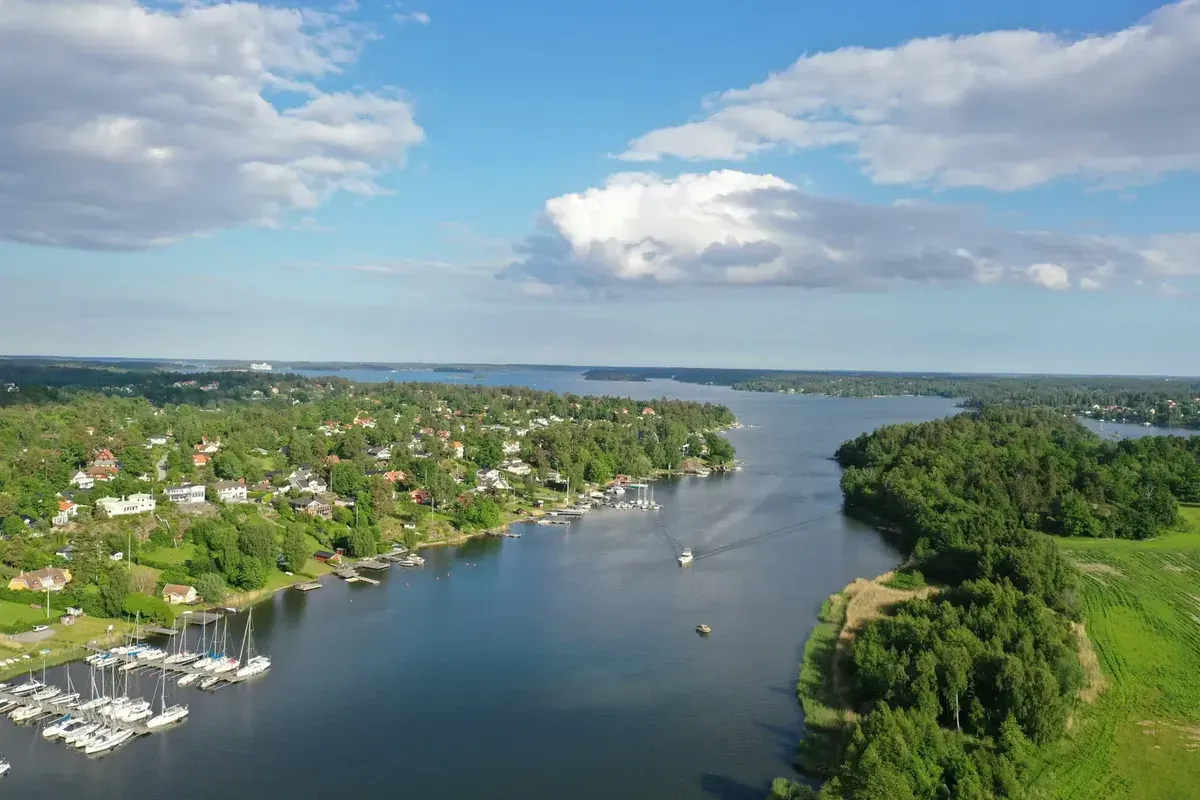 Luftaufnahme von Djurgården und dem Stockholmer Schärengarten