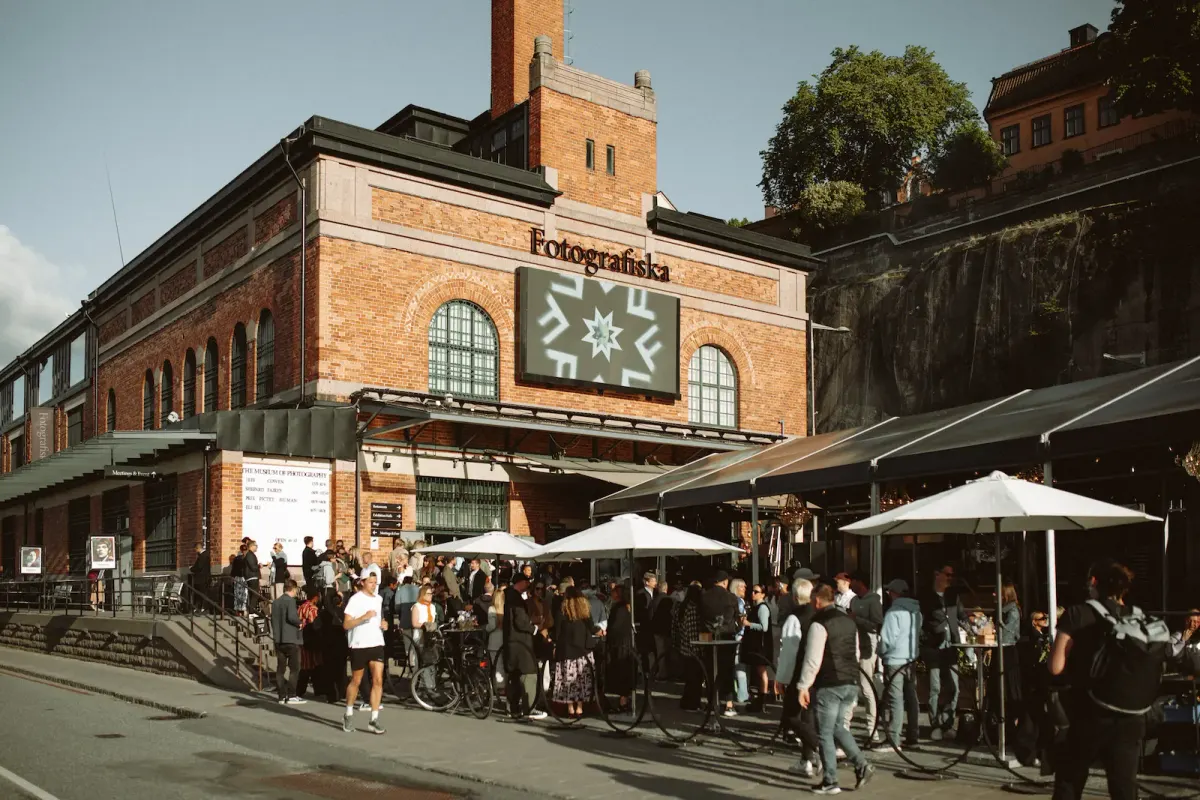 The brick building of Fotografiska on the waterfront at Stadsgarden in Stockholm